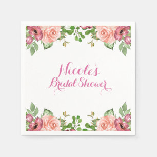 Serviette En Papier Fleurs Roses Marsala Élégantes pour Mariage Floral