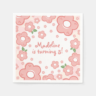 Serviette En Papier Fleurs roses mignonnes Anniversaire Pink