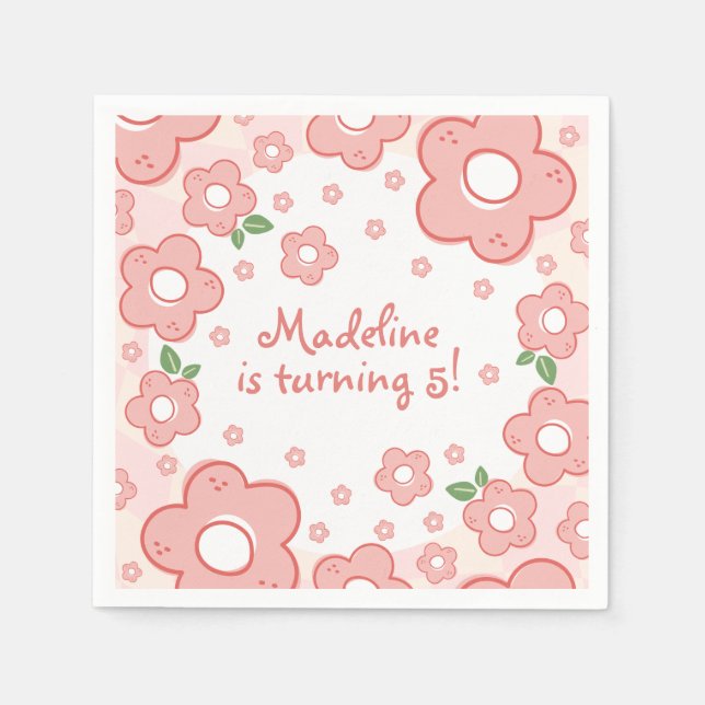 Serviette En Papier Fleurs roses mignonnes Anniversaire Pink (Devant)
