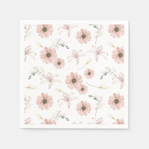Serviette En Papier Fleurs roses pastel à l'aquarelle Art