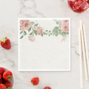Serviette En Papier fleurs roses rousses romantiques & serviettes feui