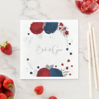 fleurs rouge foncé et bleu marine mariage argent