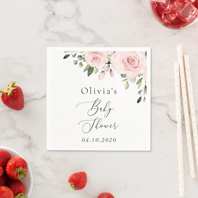 Serviette En Papier Fleurs Rouges, Fleurs Roses, Boho, Baby shower (En situation)