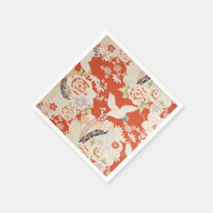 Serviette En Papier Fleurs rouges japonaises de Sakura de motif de