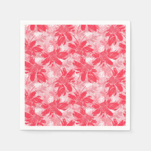 Serviette En Papier Fleurs rouges sur blanc.
