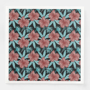 Serviette En Papier Fleurs rouges tropicales sans coutures motif et fe