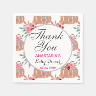 Serviette En Papier Fleurs Rustiques d'Automne Remerciements Baby Show