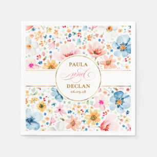 Serviette En Papier Fleurs sauvages aquarelle Elegant Mariage Boho 