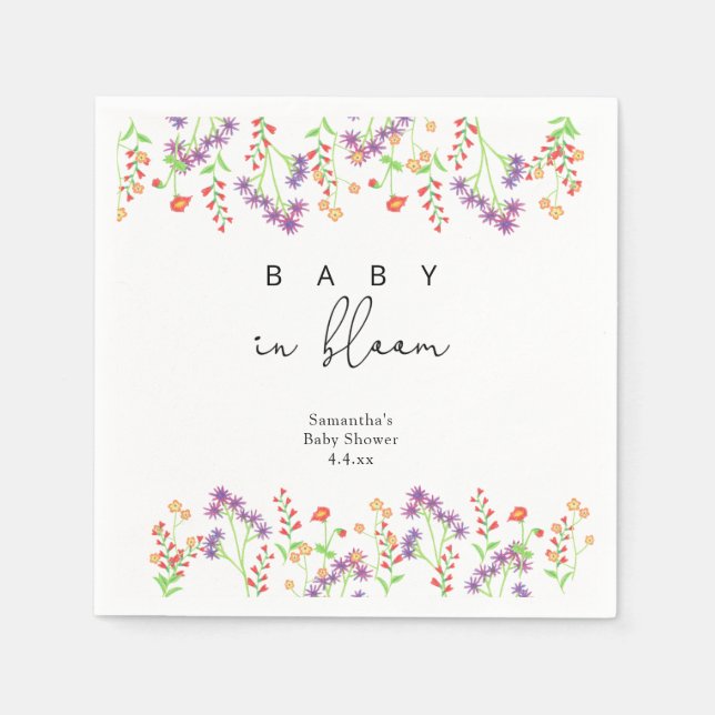 Serviette En Papier Fleurs sauvages - Bébé en fleurs (Devant)