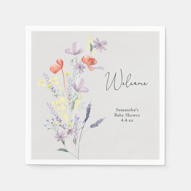 Serviette En Papier Fleurs Sauvages Bienvenue (Devant)