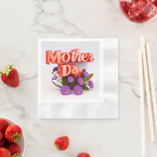 Serviette En Papier Fleurs sauvages colorées pour la fête des Mères
