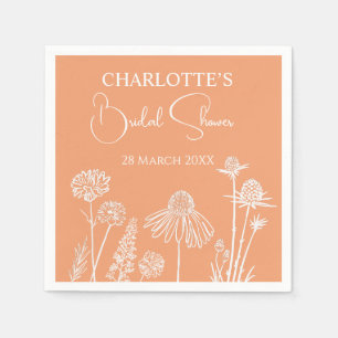 Serviette En Papier Fleurs sauvages d'abricot Fête des mariées florale