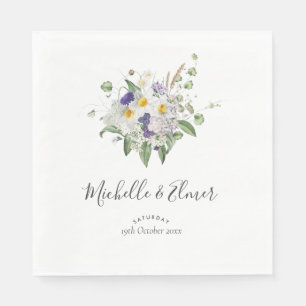 Serviette En Papier Fleurs Sauvages de Campagne Posy de Mariage