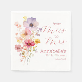 Serviette En Papier Fleurs sauvages de cocktails de Fêtes des mariées