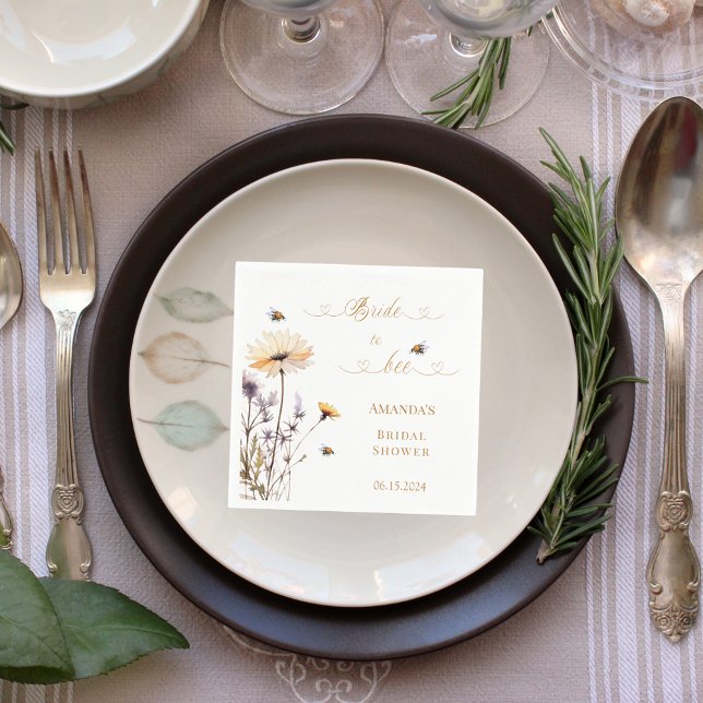 Serviette En Papier Fleurs sauvages de la fête de mariage future marié (Créateur téléchargé)