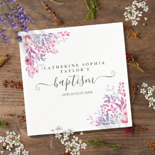 Serviette En Papier Fleurs sauvages de lavande Baptême