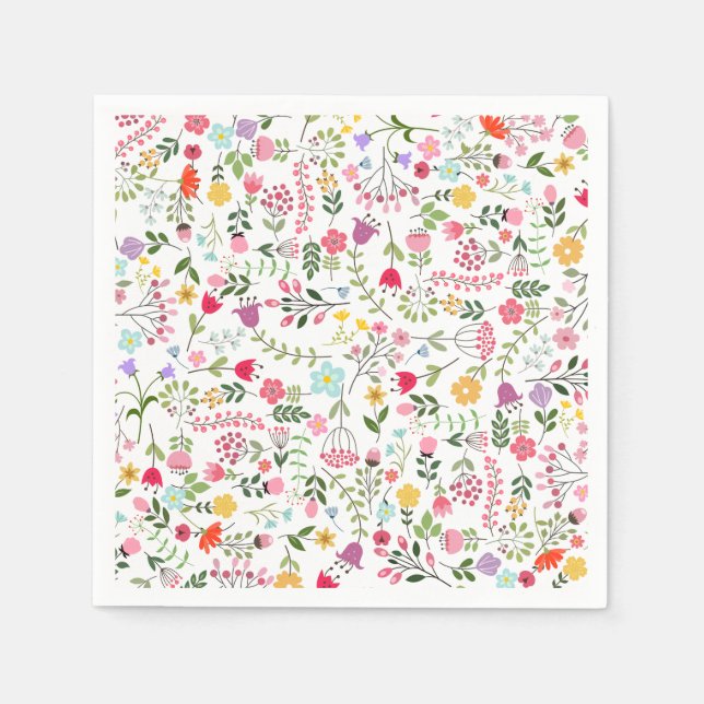 Serviette En Papier Fleurs Sauvages de Printemps Réception de Mariage  (Devant)