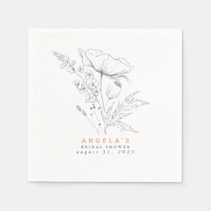 Serviette En Papier Fleurs sauvages dessinées à la main Élégantes serv