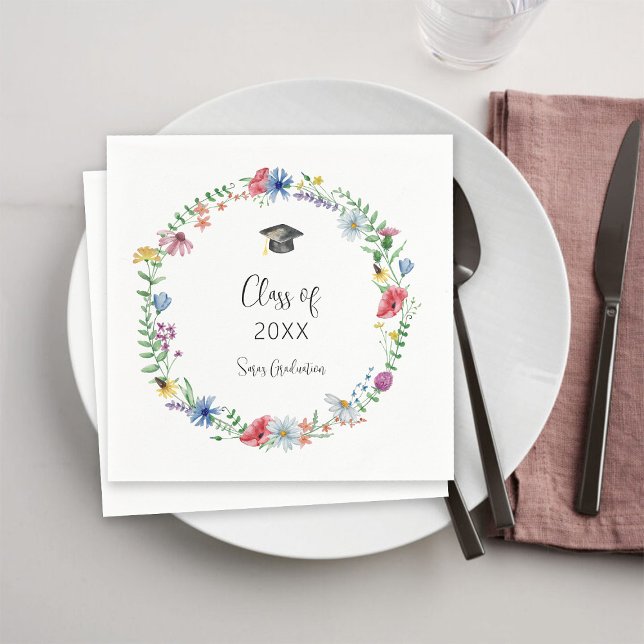Serviette En Papier Fleurs Sauvages Diplômé (Créateur téléchargé)