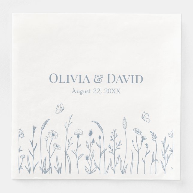 Serviette En Papier Fleurs sauvages et fichiers Butterfiles Mariage se (Devant)
