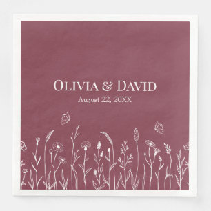 Serviette En Papier Fleurs sauvages et fichiers Butterfiles Mariage se