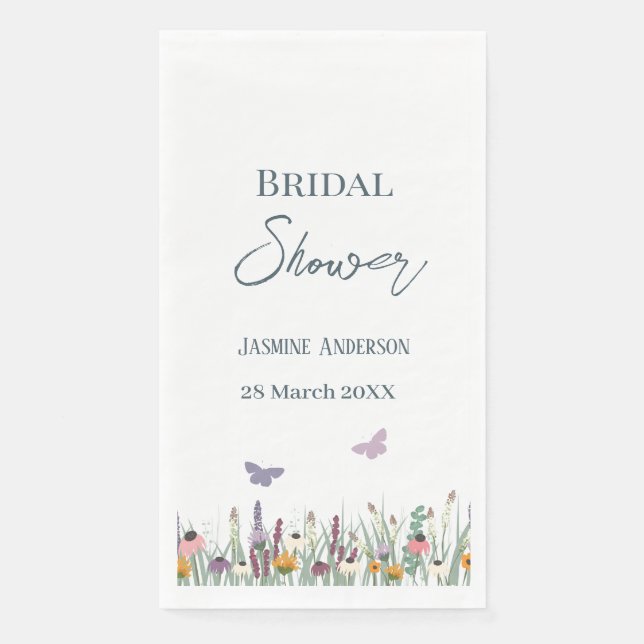 Serviette En Papier Fleurs sauvages et papillons Fête des mariées (Devant)