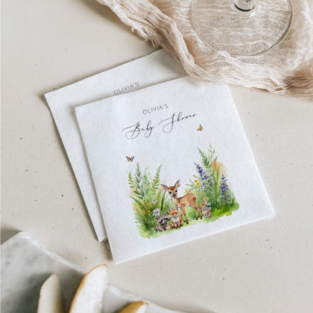 Serviette En Papier Fleurs sauvages Forêt de campagne Cher Baby shower (Créateur téléchargé)