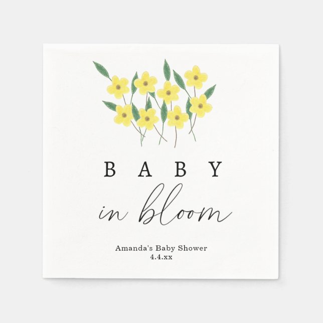 Serviette En Papier Fleurs sauvages jaunes - Bébé en fleurs (Devant)