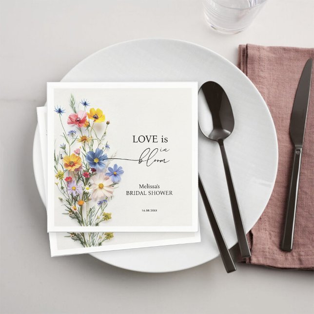 Serviette En Papier Fleurs sauvages L'amour est en fleurs Baby Shower (Créateur téléchargé)