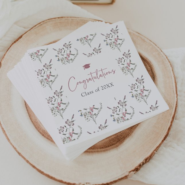 Serviette En Papier Fleurs sauvages pastel (Pastel Wildflowers Graduation Napkins by Painted Paperie
)
