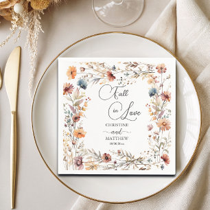 Serviette En Papier Fleurs sauvages s'éprennent d'amour Mariage élégan