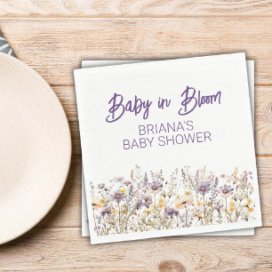 Serviette En Papier Fleurs sauvages violets Baby shower neutre entre l