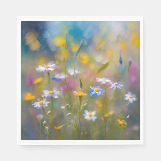 Serviette En Papier Fleurs sauvages Whimsical Dans Le Vent (Devant)