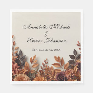 Serviette En Papier Fleurs Séchées Automne Floral Nom Personnalisé