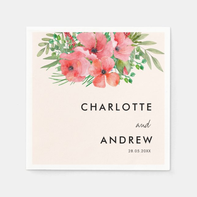 Serviette En Papier Fleurs simples, élégantes (Devant)
