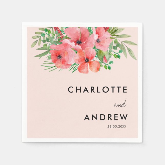 Serviette En Papier Fleurs simples, élégantes (Devant)