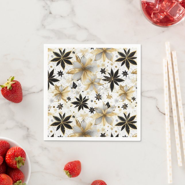 Serviette En Papier Fleurs Starburst Glamour Moderne (En situation)