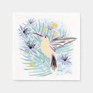 Serviette En Papier Fleurs tropicales, colibris.