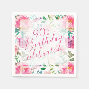 Serviette En Papier Fleurs tropicales de couleur rose aquarelle pour a