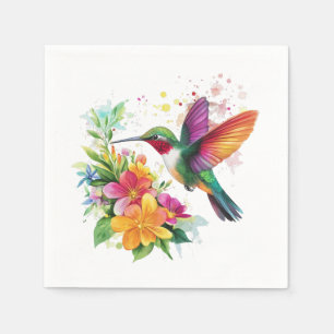 Serviette En Papier Fleurs tropicales des colibris