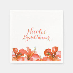Serviette En Papier Fleurs tropicales d'Hibiscus orange Chic de fête b