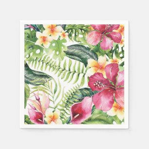 Serviette En Papier Fleurs Tropicales Feuilles Floral Fête de Mariage