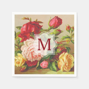 Serviette En Papier Fleurs victoriennes vintages de bouquet de roses