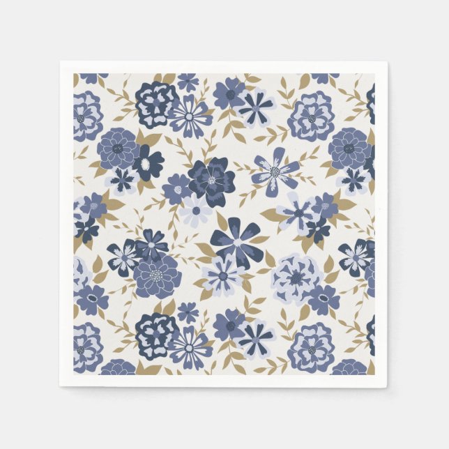 Serviette En Papier Fleurs Vignes Bleues Evénement Botanique (Devant)