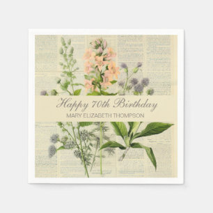 Serviette En Papier Fleurs Vintage pour 80e Anniversaire