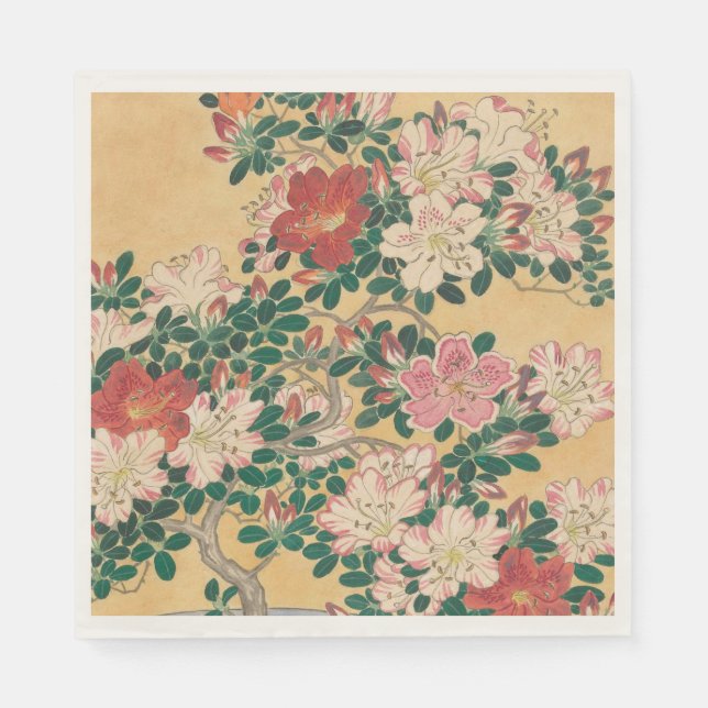 Serviette En Papier Fleurs vintages Azalea Peinture japonaise (Devant)