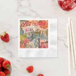 Serviette En Papier Fleurs vintages Hula Colorful Hawaiian Tropical