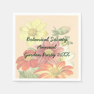 Serviette En Papier Fleurs vintages orange et jaune Jardin