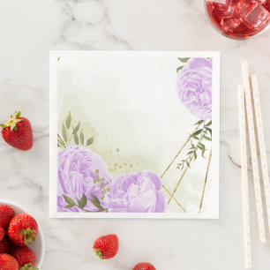 Serviette En Papier Fleurs violettes boho feuilles vertes papier botan