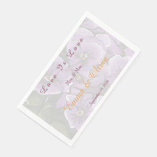 Serviette En Papier Fleurs Violettes de Créateur Mariage LGBTQ Mme et